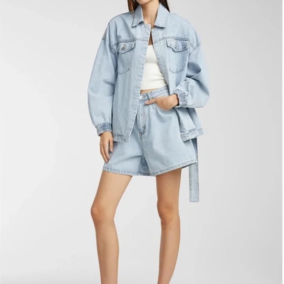 Organic cotton oversized belted denim jacket overshirt NWT - Picture 15 of 15